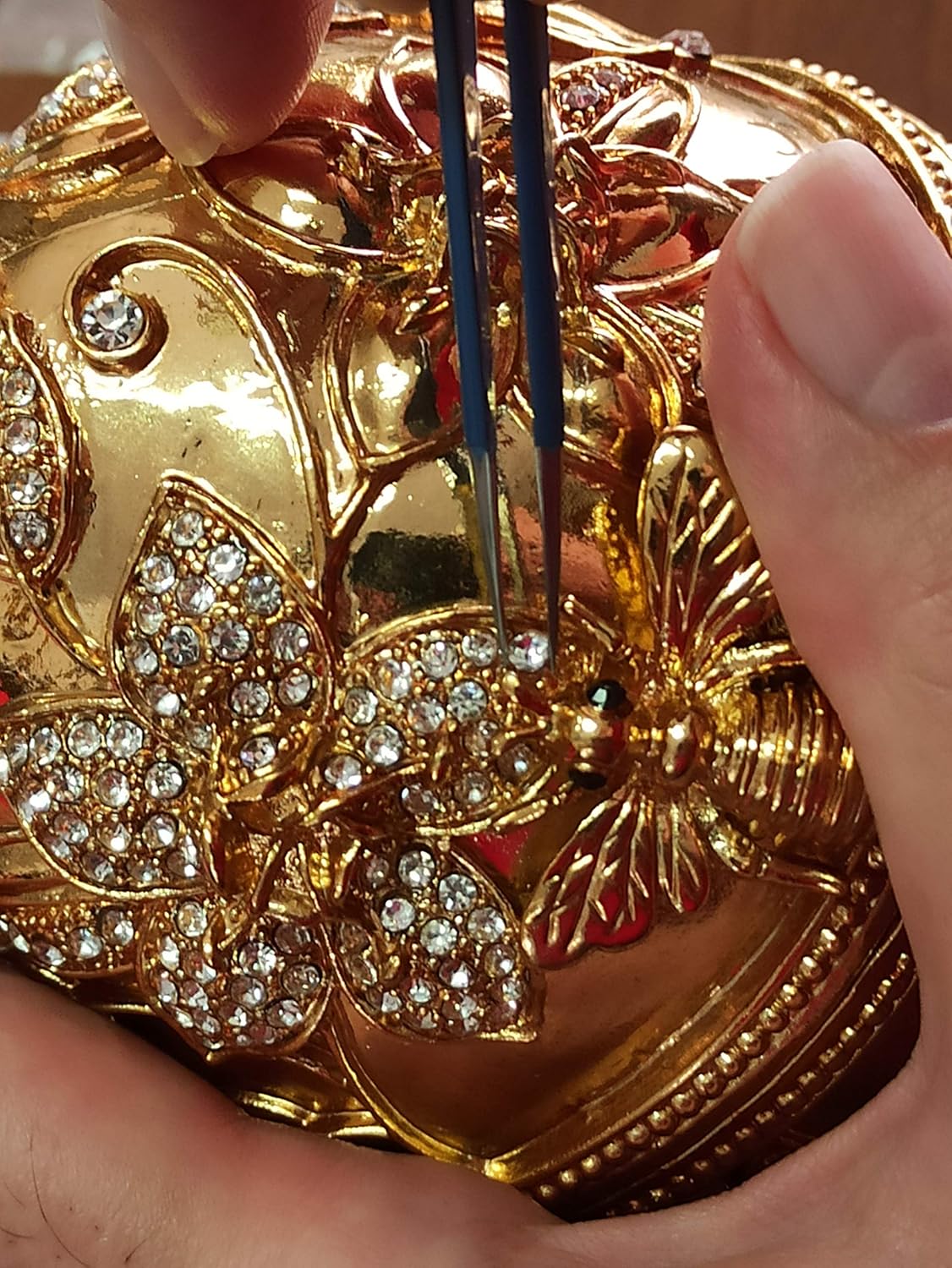 24kGOLD Pomegranate Jewelry box FABERGE egg HANDMADE 10ct Austrian Diamonds + Matching 2ct bracelet Mother in law birthday gifts for wife sister Friend Teacher Luck Eternity Happiness Love Gift