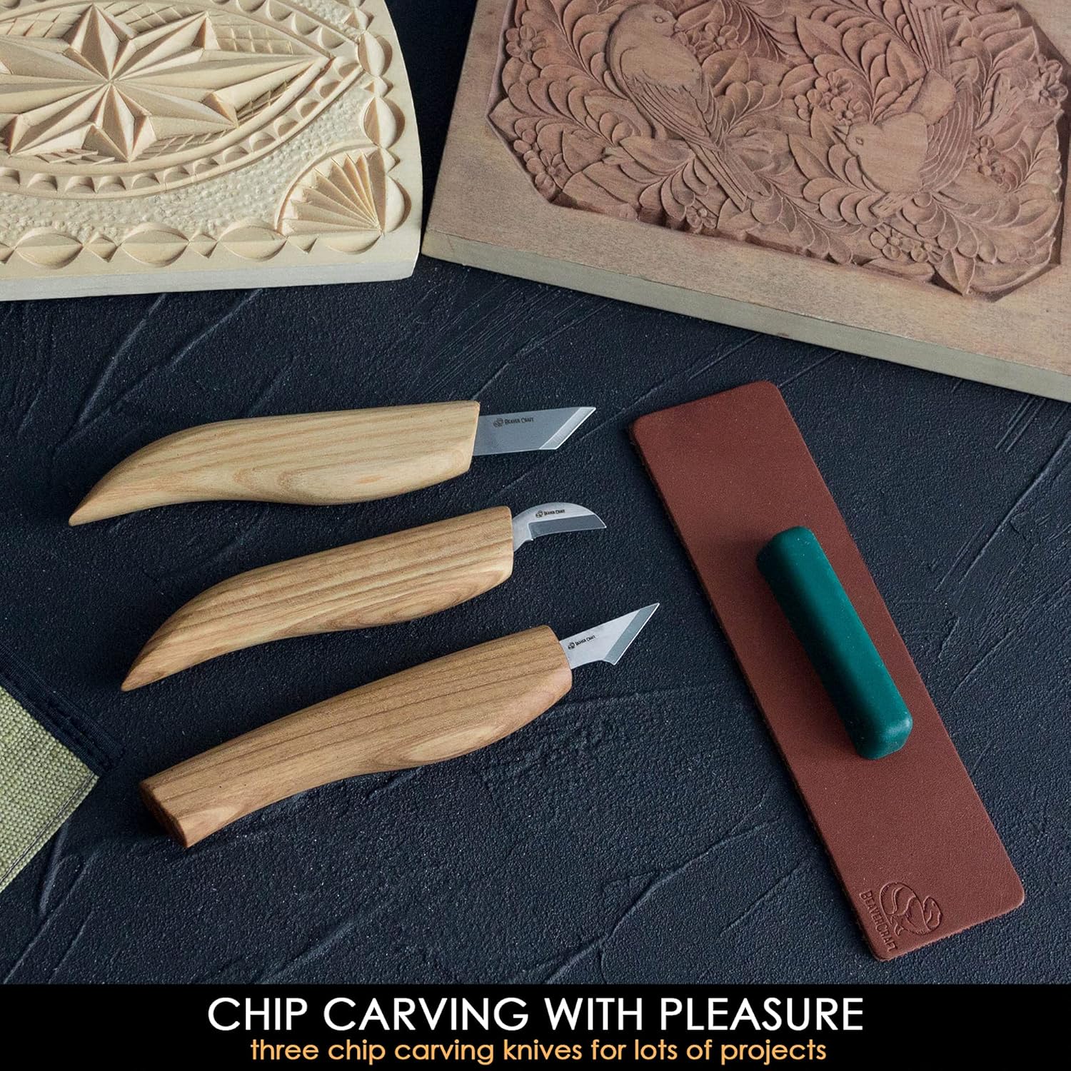 BeaverCraft Wood Carving Knife Kit for Beginners S55 Chip Carving Knives Woodworking Wood Carving Tools Set Carve Widdling Knife Kit Detail Whittling Knife Set Wood Carving Kit Hobbies for Men (3) : Arts, Crafts & Sewing