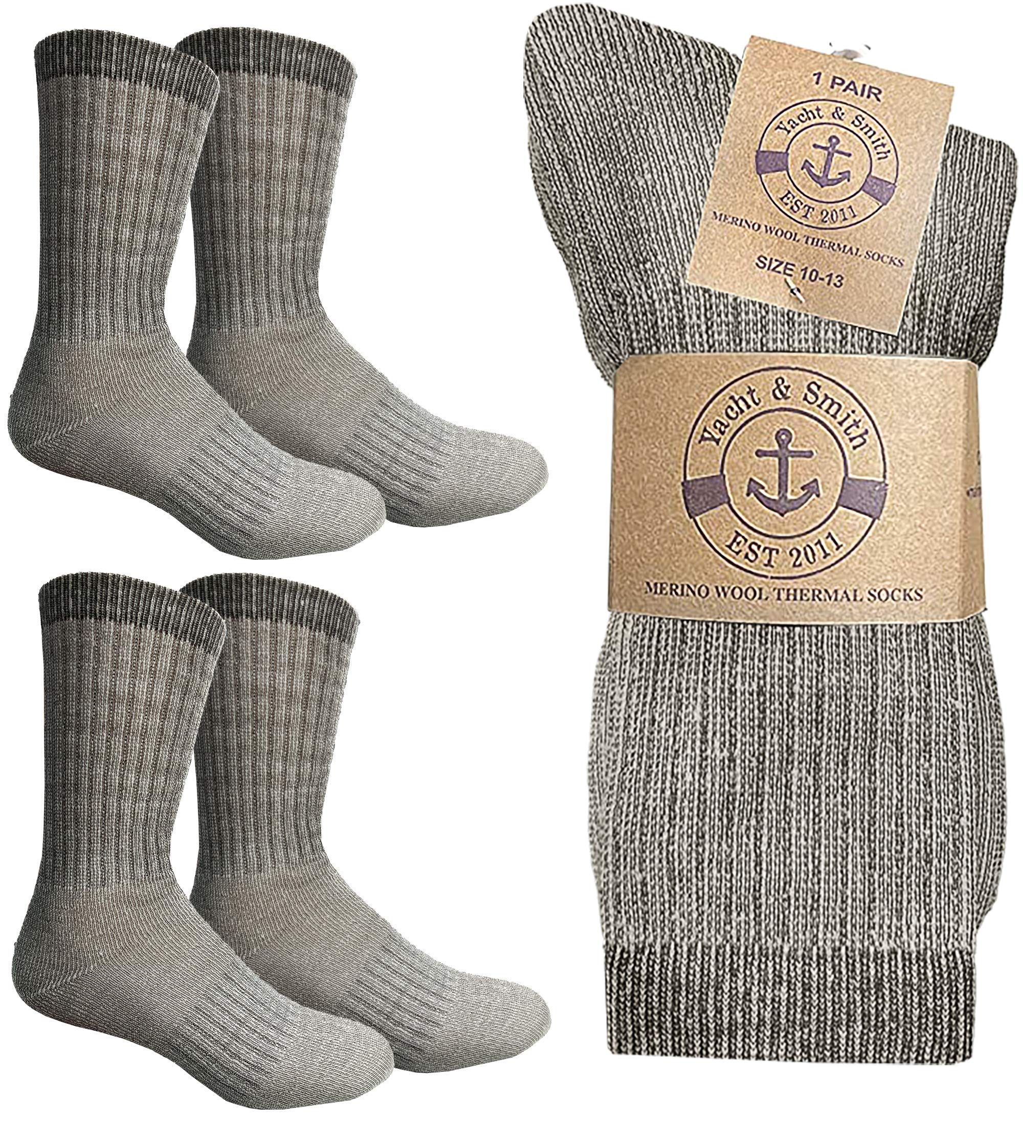 Yacht & Smith 4 Pairs Merino Wool Thermal Boot Socks for Hiking, Trail, Hunting, Winter, Size 9-11