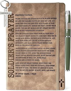 Soldier Gifts Men Women, Soldier Prayer Leather Journal 200 Pages Notebook A5 Lined with Pen and Keychain, Gift for Army Soldier Military Veteran Graduation Joining Deployed Retirement Christmas