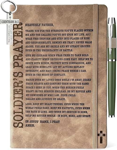 Soldier Prayer Leather Journal with Keychain