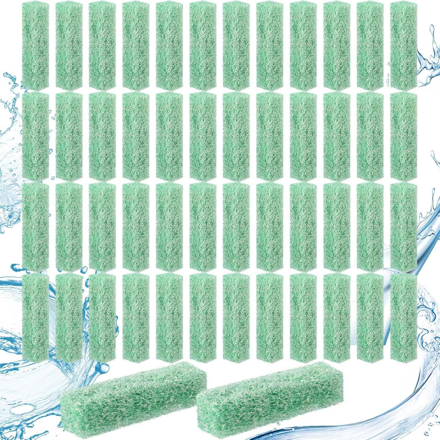 VIHOSE 50 Pcs Ammonia Reducer Filter Pads Compatible with Aqueon Quietflow LED Pro Model 10, Fiber Cotton Replacement Filter Cartridges, Aquarium Fish Tank Sponge Media for Filters (Green)