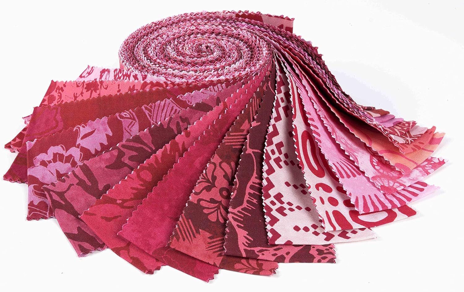 Soimoi Pink Jelly Roll Fabrics for Quilting 40 Strip 2.5" Inches Cotton Strips Bundles, Perfect Quilting Fabric for Craft Project, Precut Quilt Fabirc, Cotton Strips for Decor, Blanket- Batik Print