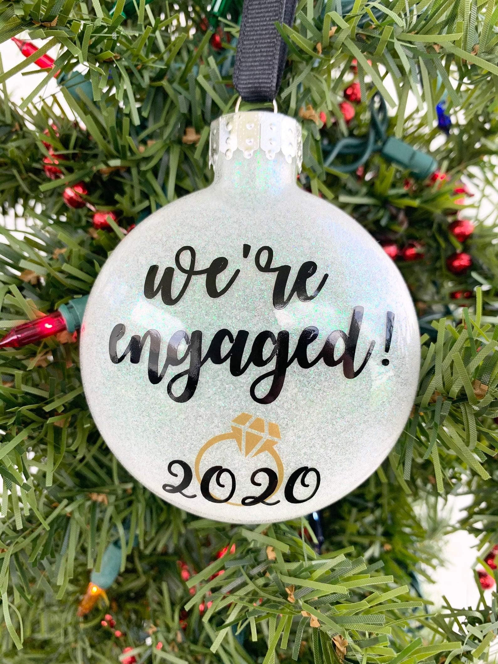 Engagement Ornament, Engaged Ornament, Personalized Engagement Gift, Engagement Christmas Ornament, Wedding Ornament, Just Engaged Gift