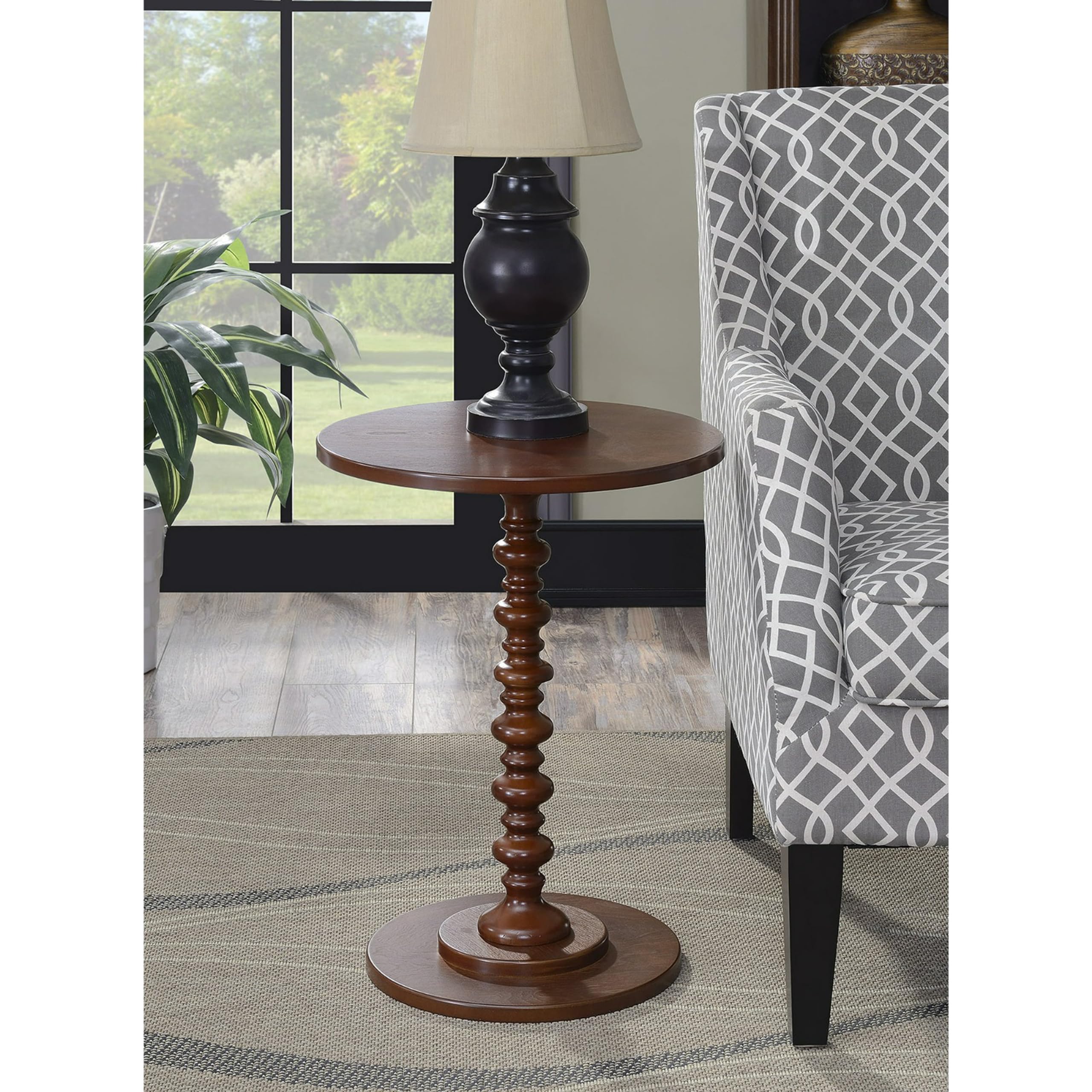 Wooden Round Bed Side Table End Table, Side Table, Night Stand Beah Table for Living Room Bedroom (Walnut)