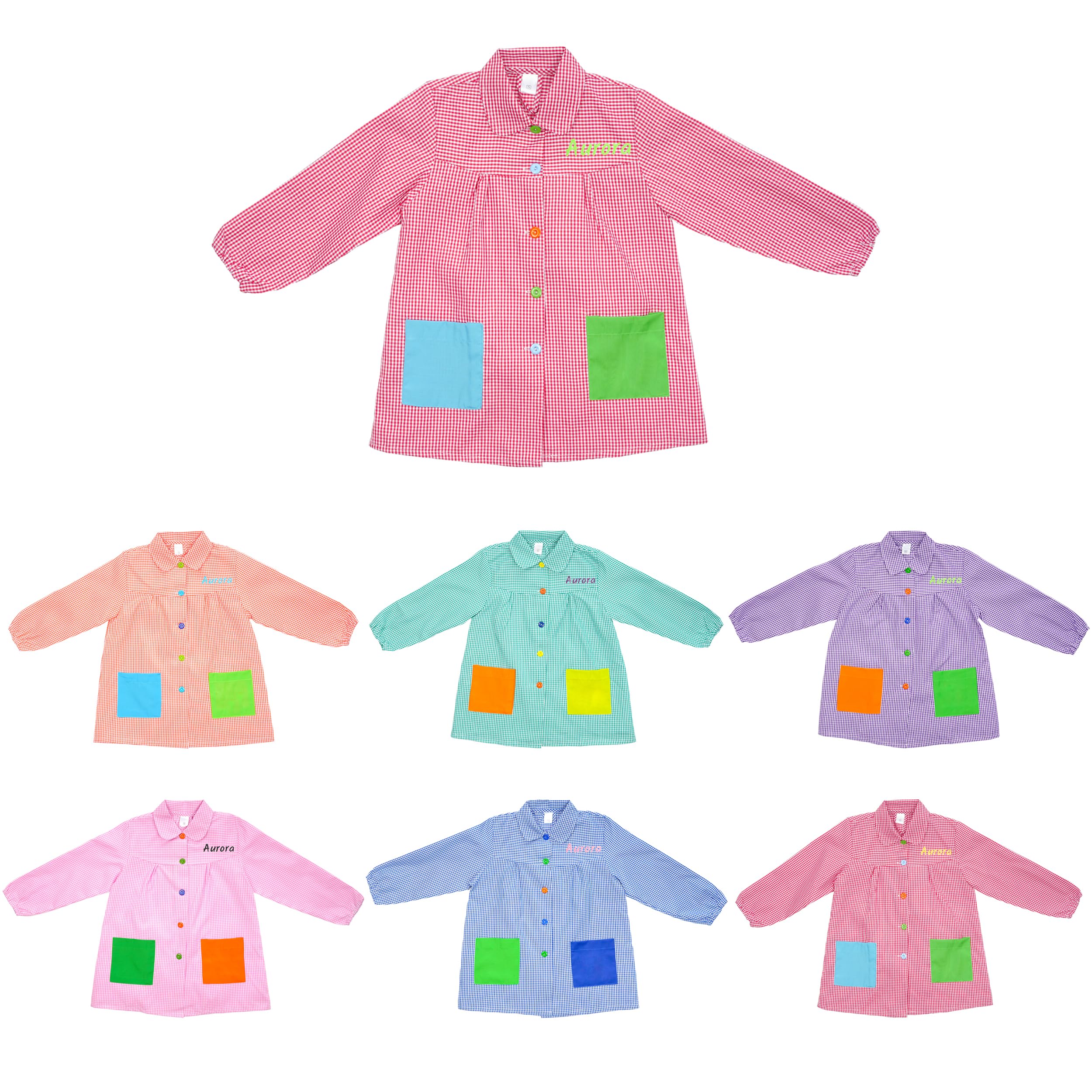 Etrexonline Babi Escolar Infantil Cómodo Con Botones Prácticos Bata para Guardería y Colegio - Ideal para Niños y Niñas con Dos Bolsillos y Puños Ajustados