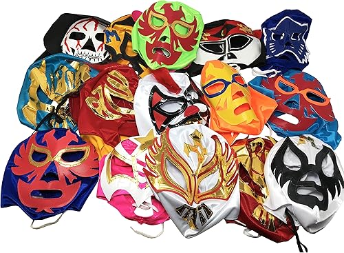 Miniatura 5 de Paquete de 5 Máscaras de Luchador Máscaras de lucha libre mexicanas surtidas Excelente disfraz para fiesta mexicana Máscara de Lucha Libre de
