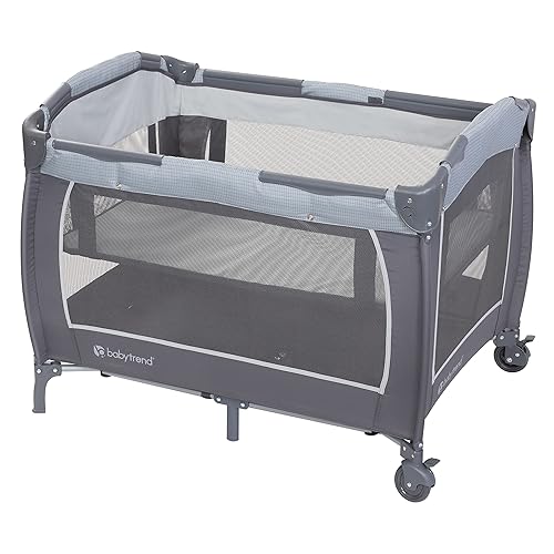 Miniatura 2 de Baby Trend Lil' Snooze Deluxe III Nursery Center Corral para gemelos, gris acogedor