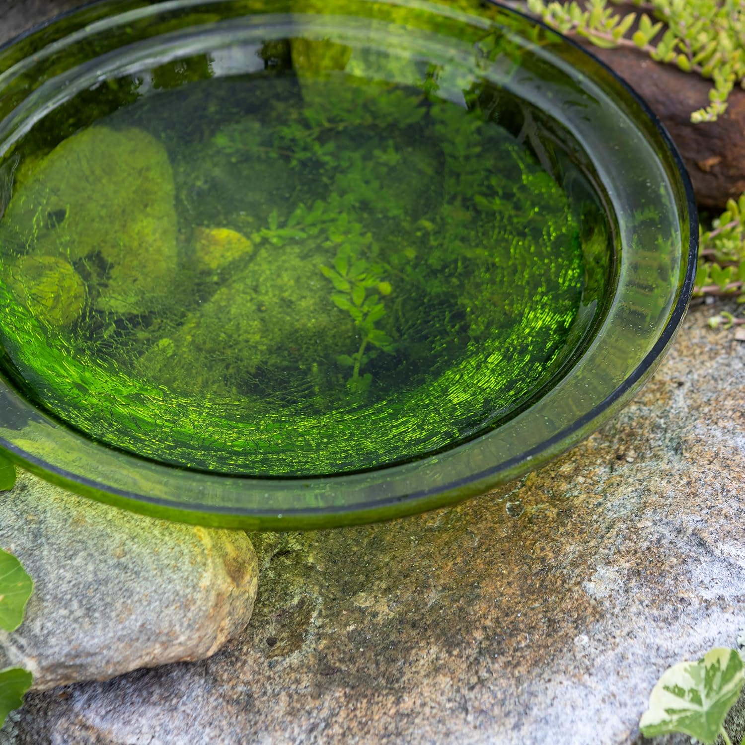 Achla Designs Crackle Glass Bowl, 12-in, Fern Green