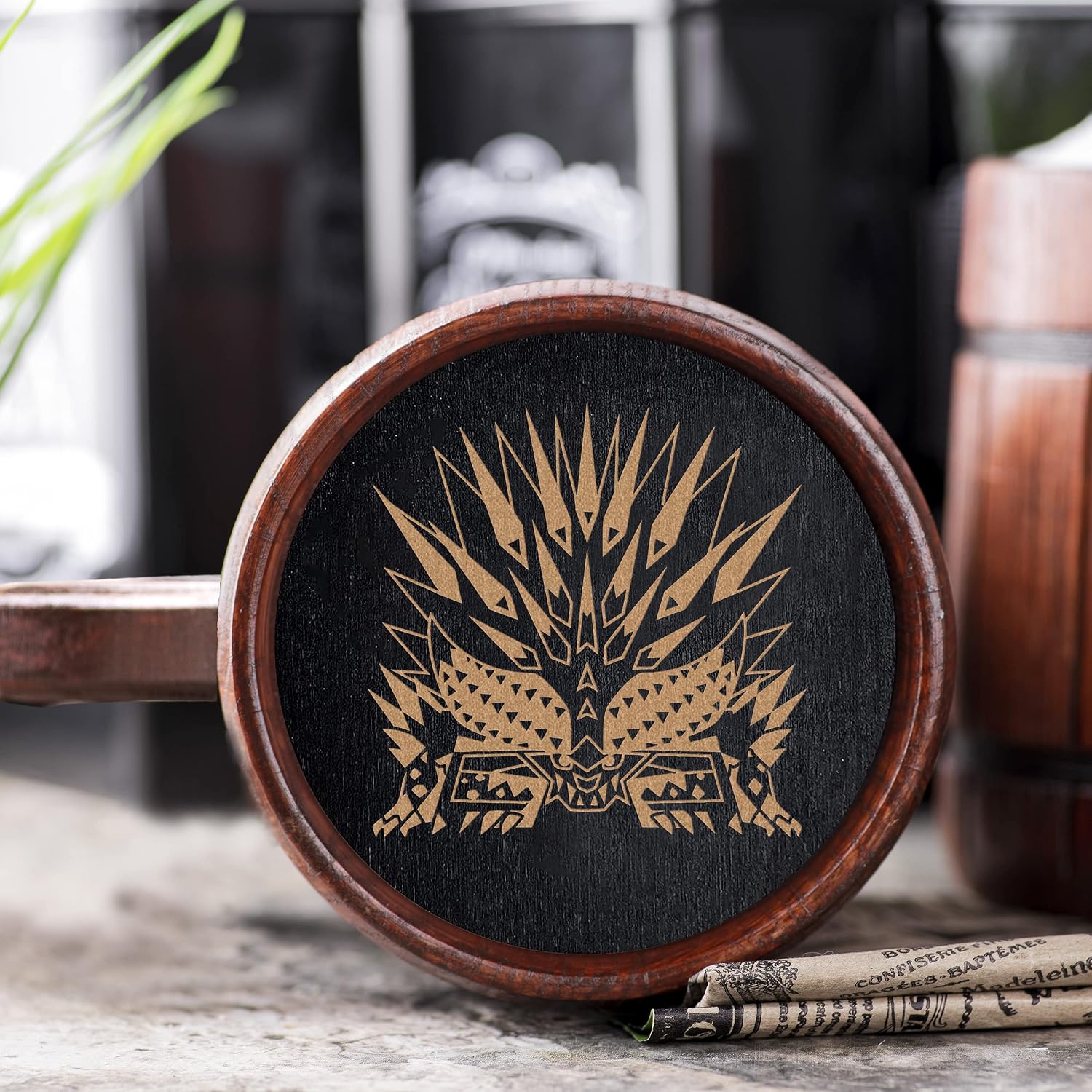 MHW Iceborne Ruiner Nergigante Wooden Beer Mug. Personalized MHW Beer Mug. Gamer Mug. MHW Tankard. For Him. Beer Stein Wood Gamer Gift. Gift For Husband #433/0.6L/22ounces