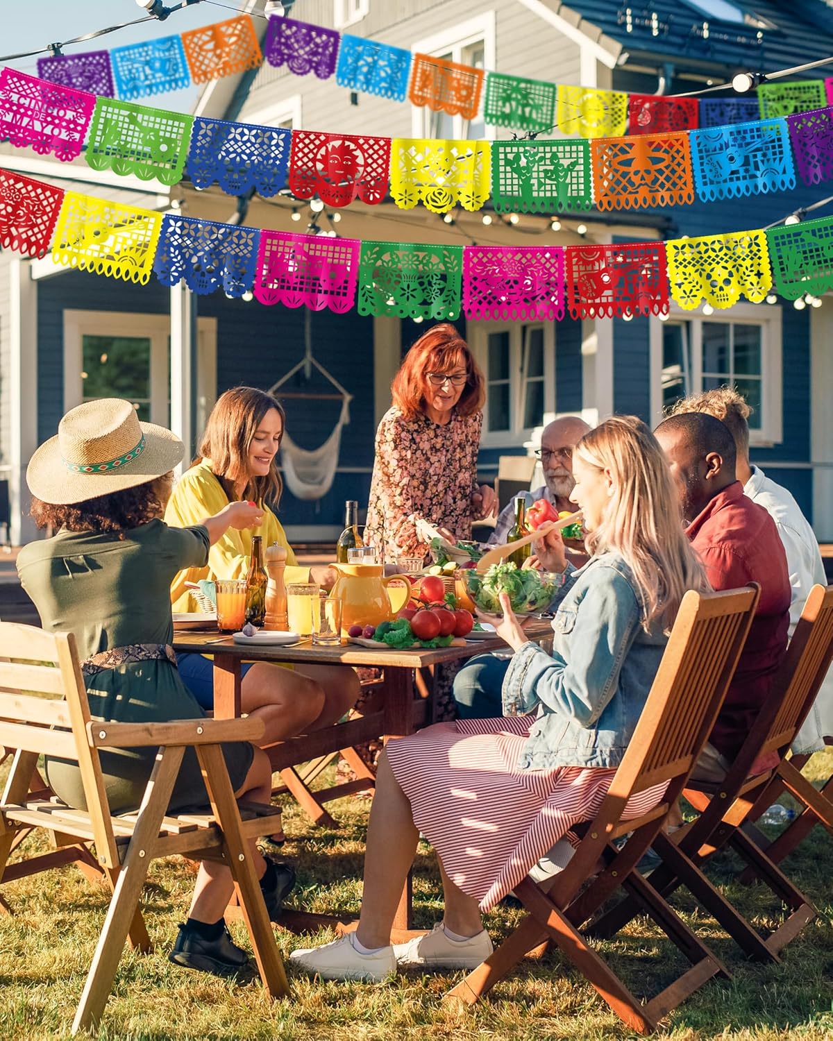 12 Pack Cinco De Mayo Banner, 216 FT Fiesta Banner Mexican Party Decorations Plastic Papel Picado Double Side Indoor Outdoor Home Yard String Flags Dia De Los Muertos Day of the Dead Hanging Decor