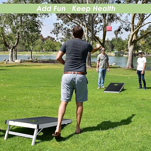 Miniatura 3 de Tangkula Juego de Cornhole para exteriores, tableros plegables de aluminio con 8 bolsas de maíz para adolescentes y adultos, bolsa de transporte,