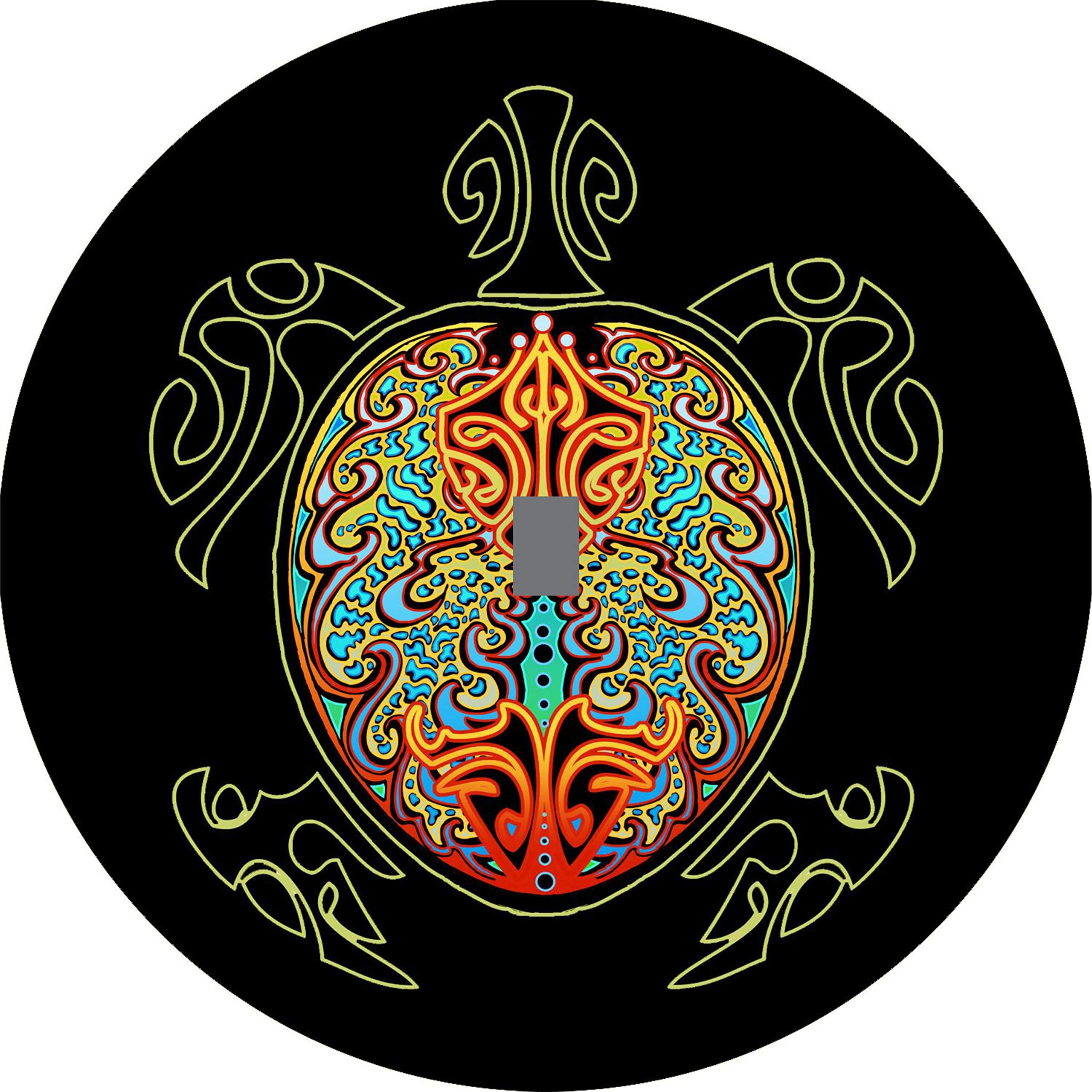 TIRE COVER CENTRAL Turtle #4 Multi Color Shell Tire Cover with Backup Camera Opening for Jeep JL JLU (245/75r17 Backup Camera, Black)