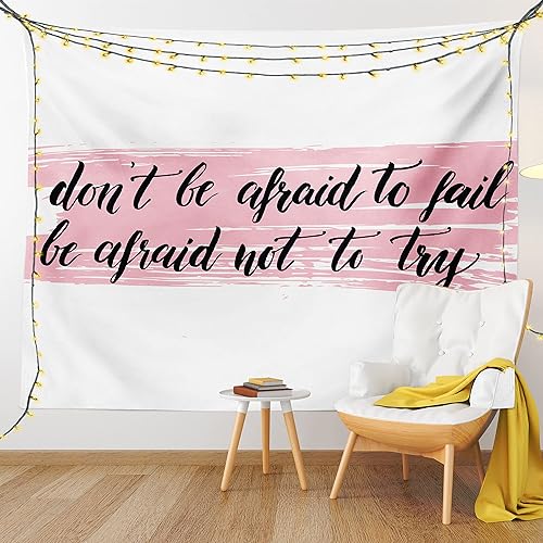 Miniatura 9 de Ambesonne Tapiz de estilo de vida, impresión artística con texto en inglés «Do Not Be Afraid to Fail Be Afraid to Try Words», para colgar en la