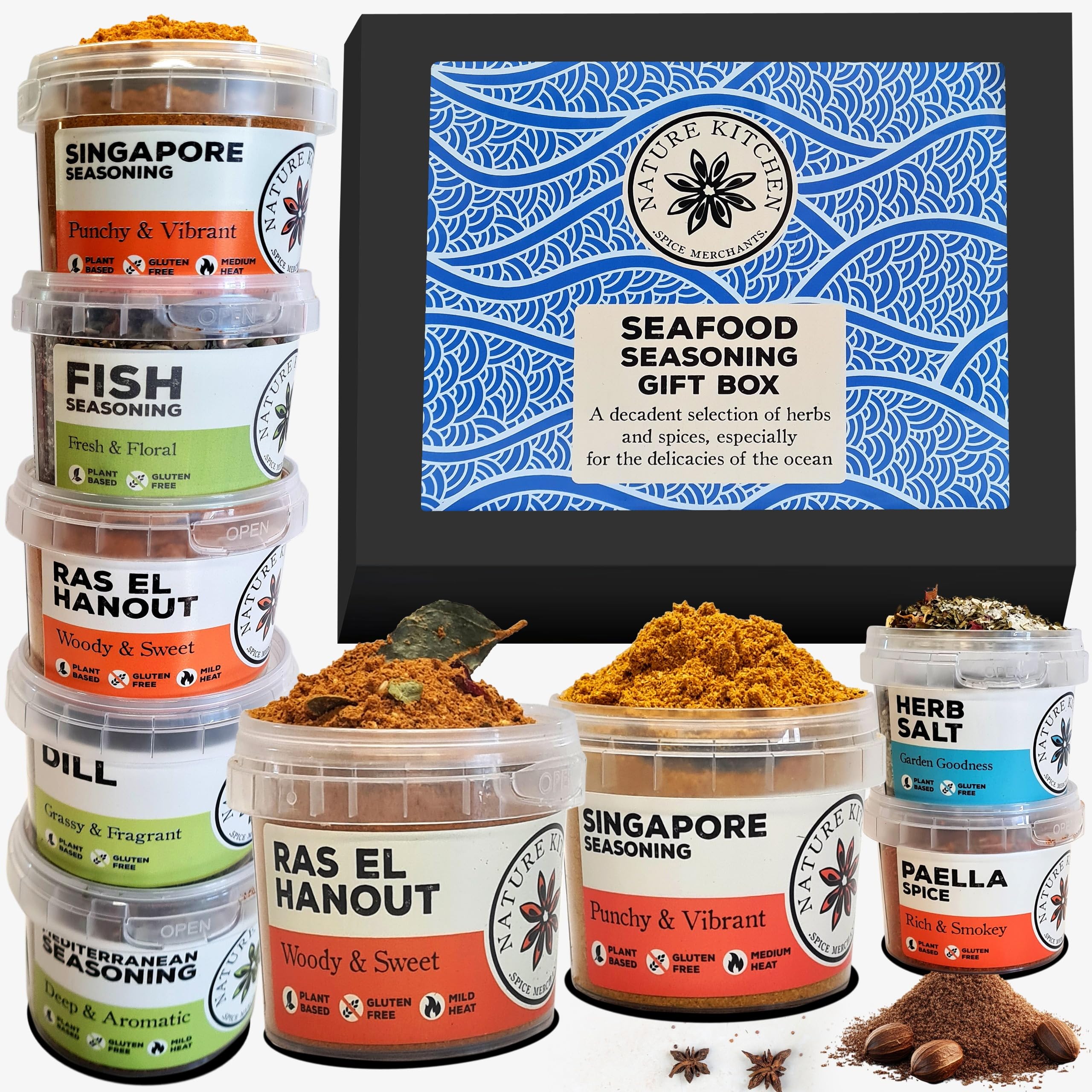 Nature Kitchen Gourmet Seafood Seasoning Selection Mix Gift Set. 9X Gluten-Fr...
