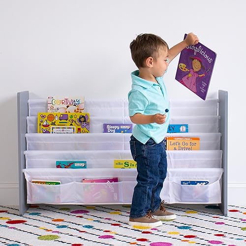 Miniatura 2 de Humble Crew Inspire - Estantería extragrande de 4 niveles para niños con 4 bolsillos frontales, organizador para libros pequeños y grandes,