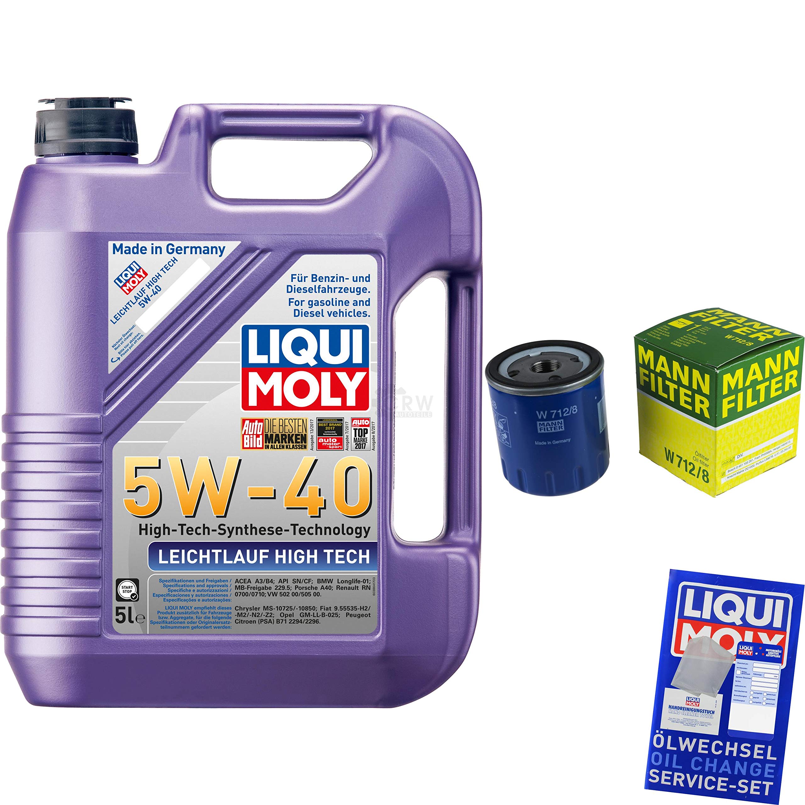 69319471 Filter Set Inspektionspaket 5 Liter Motoröl Leichtlauf High Tech 5W-40 MANN-FILTER Ölfilter