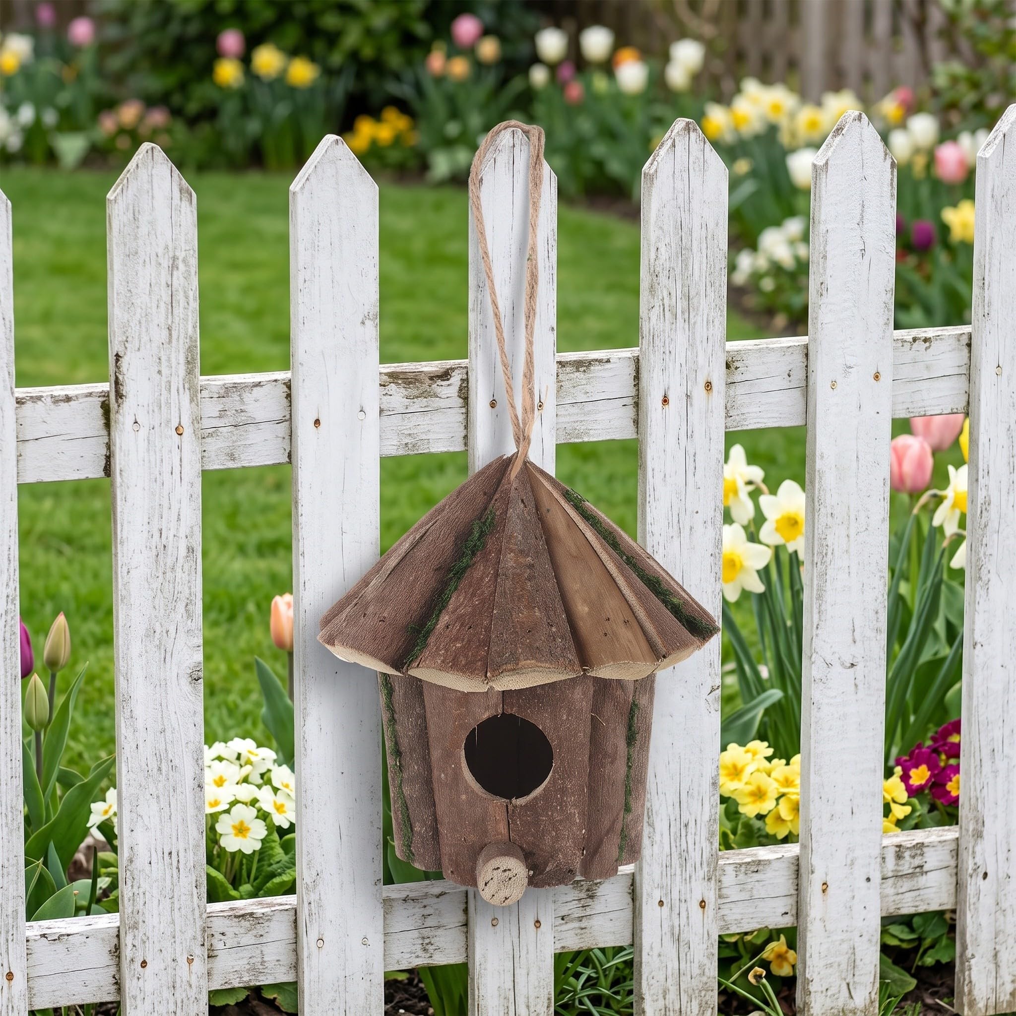 Lot de 3 nichoirs Suspendus d'extérieur : Nid d'oiseau tissé à la Main - Abri nichoir en - Nid décoratif pour moineaux et pinsons