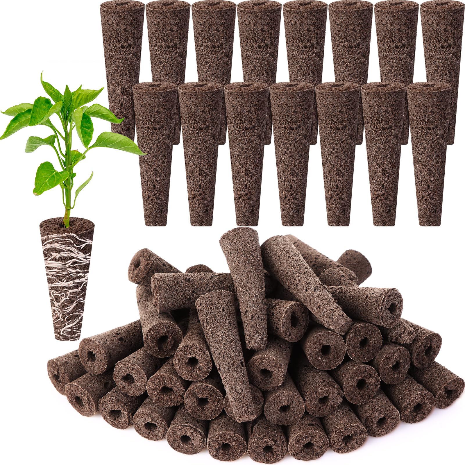 150 Pcs Grow Sponges Bulk Replacement Root Growth Sponges Seed Growing Starter Pods Hydroponics Sponge Seedling Starter Sponges Kit Refill Pods for Hydroponic Indoor Garden Growing System