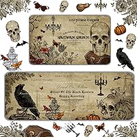 Vista 8 de Timgle 2 alfombras de Halloween con diseño de calabaza y esqueleto, diseño de bruja, para cocina y baño, decoración gótica para Halloween, hogar