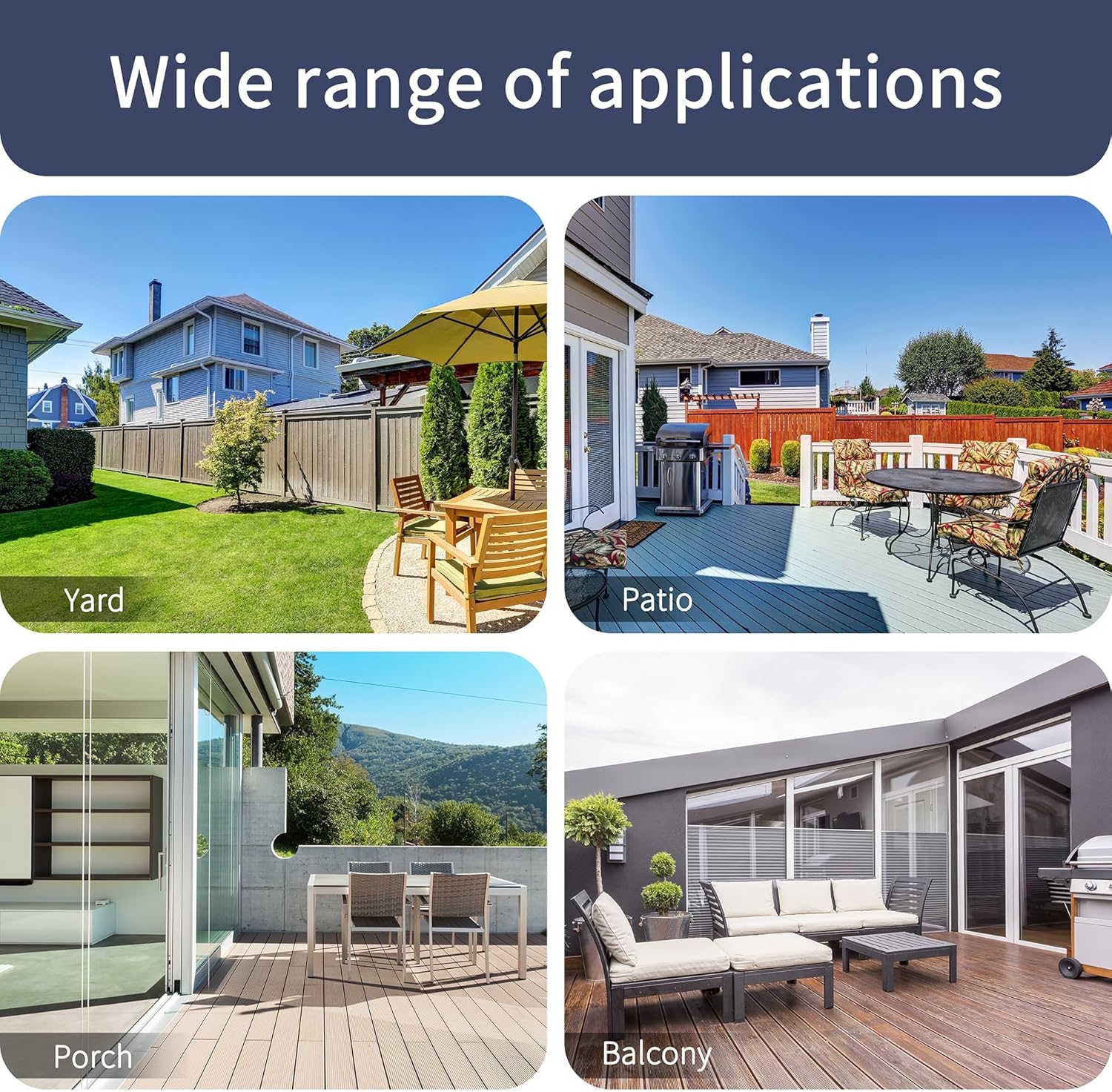 Shintenchi 6 Piece Patio Dining Set with Umbrella, Outdoor Furniture Set with 4 Folding Chairs and Tempered Glass Top Dining Table fot Lawn Backyard Garden Porch Blue