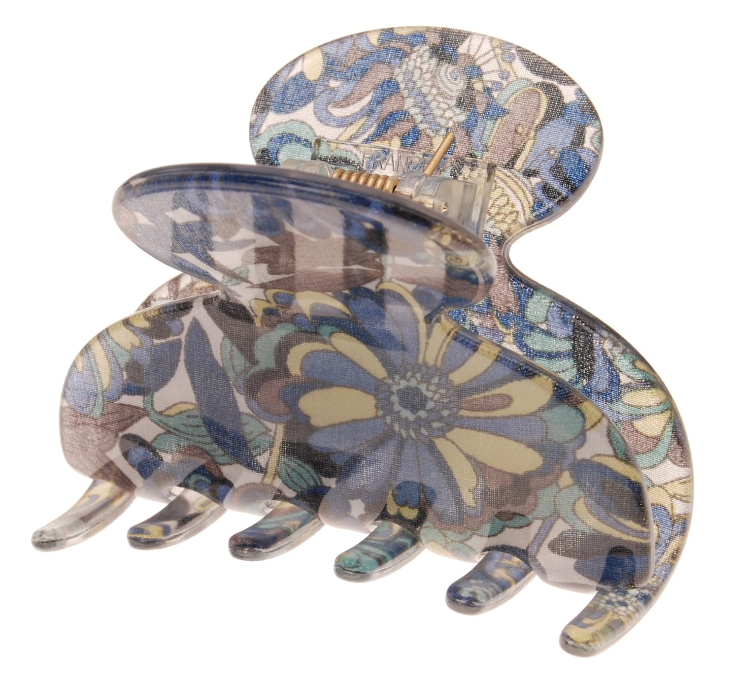 France Luxe Small Couture Claw Clip - Splash Garden Green/Pink