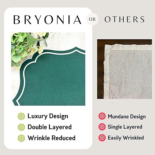 Miniatura 5 de Juego de 4 manteles individuales de lino de algodón, doble capa, lavables a máquina, resistentes a las arrugas, festoneados y bordados, tapete de