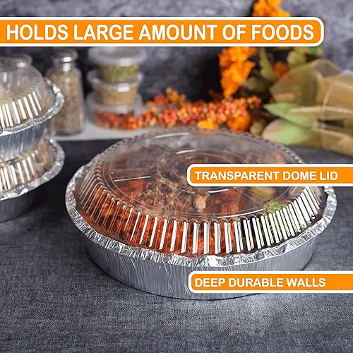 Miniatura 4 de (40 unidades) Sartenes redondos de aluminio de 9 pulgadas con tapas, ollas desechables, sartenes de aluminio con tapas, ollas de aluminio con tapas,