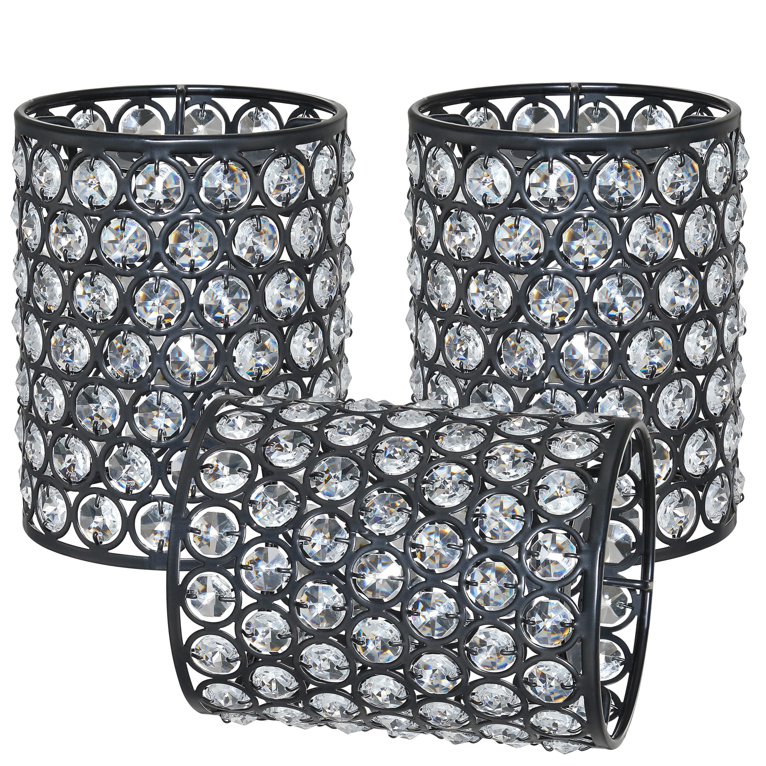 3 Pack Crystal Replacement Covers Metal Shade Pendant Ceiling Chandelier Wall Sconce Lamp Black Fixture