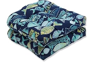 Pillow Perfect Outdoor/Indoor Hooked Lagoon Seat Cushion, Set of 2