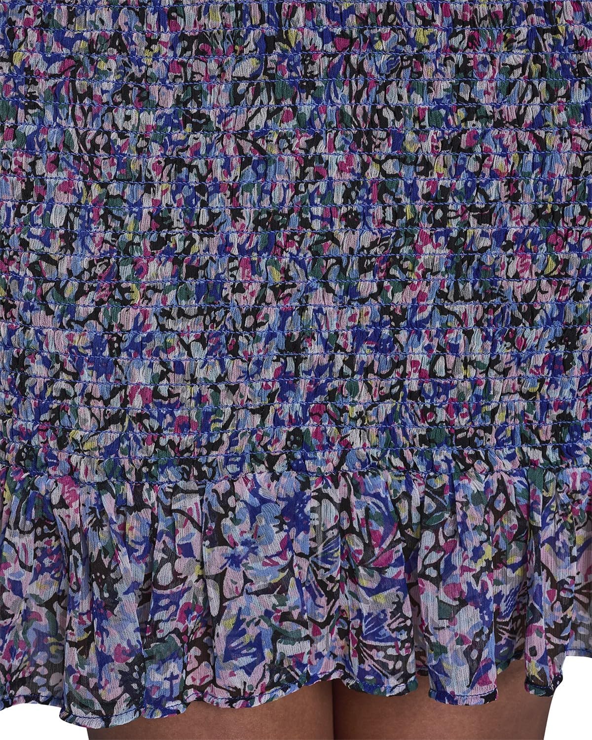 BCBG Womens Long Sleeve V Neck Smocked Chiffon Ruffle Hem Mini Dress - Image 6