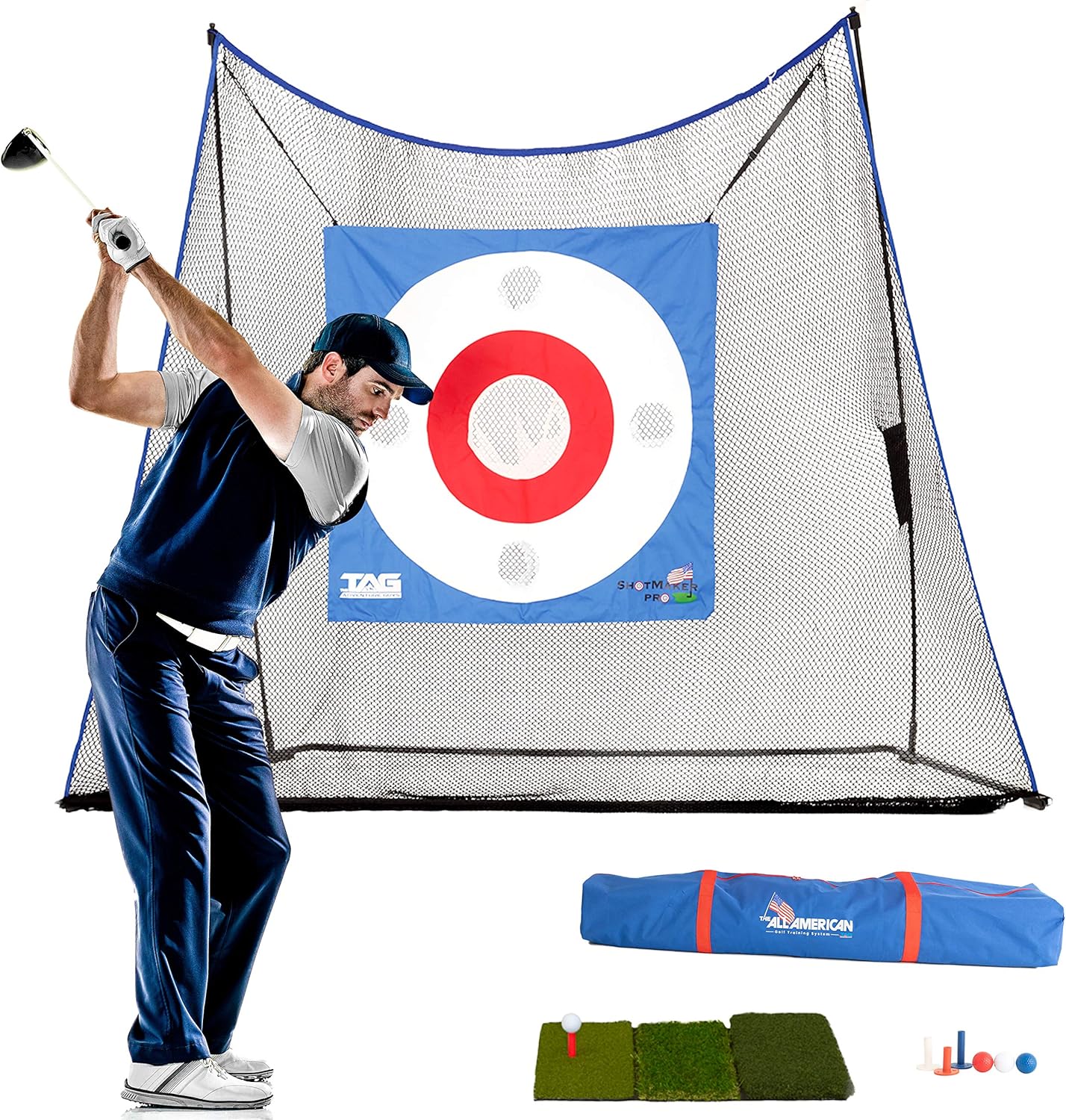 The Adventure Guys 10x7 Golf Practice Net w/ Turf Mat Tees and Balls