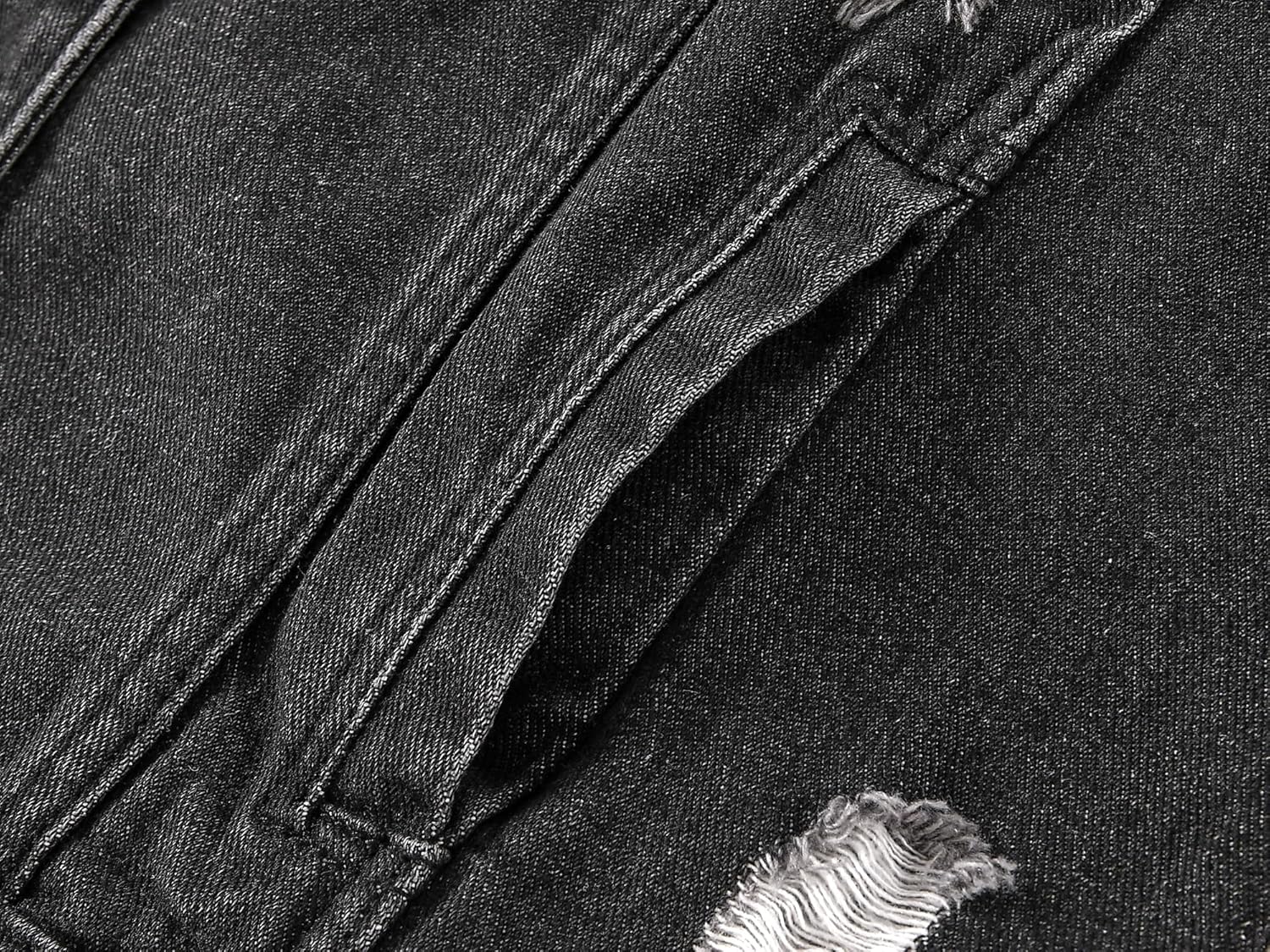 Kedera Womens Denim Jackets Distressed Ripped Long Sleeve Jean Jacket Coats - Image 7