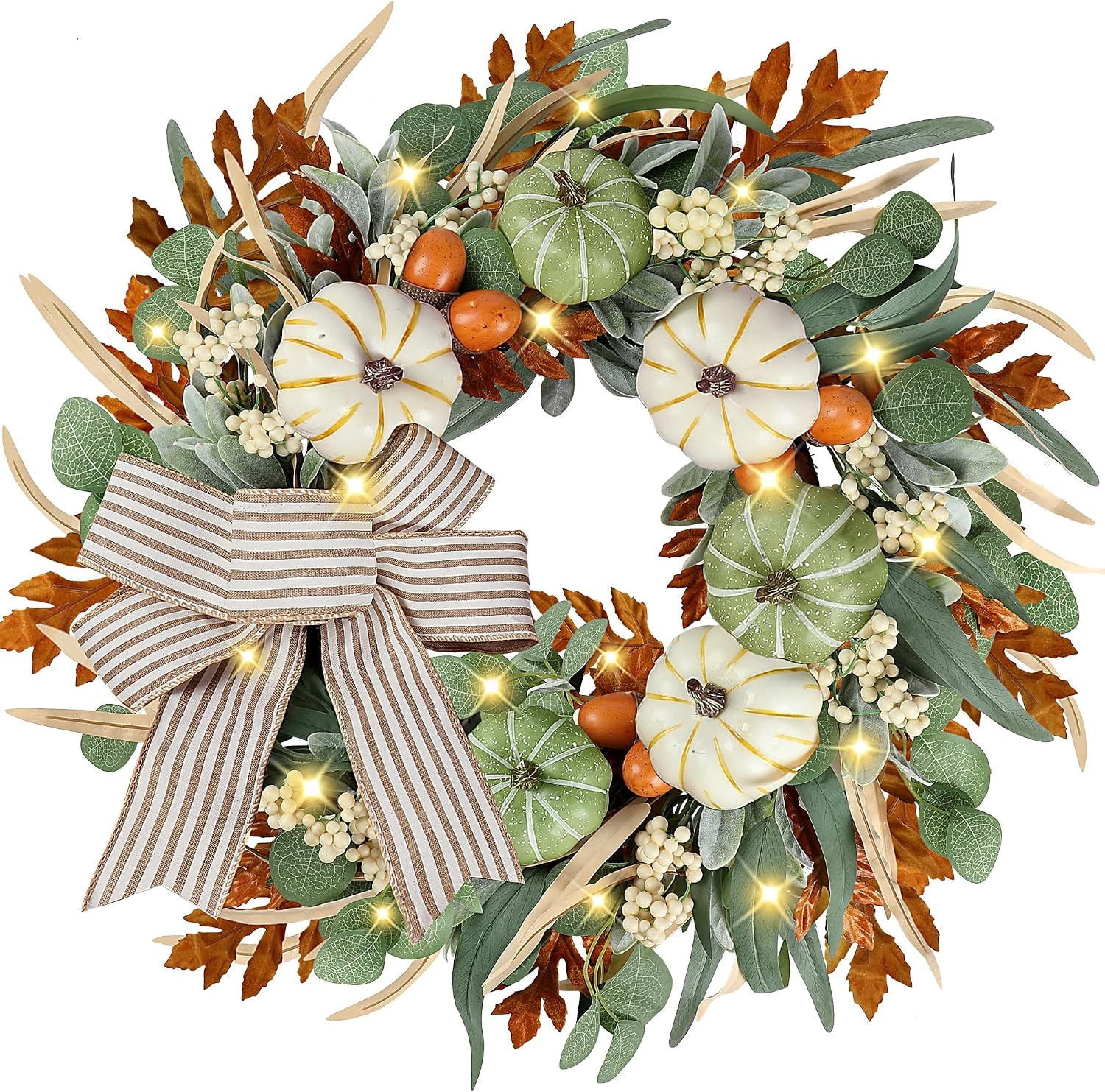 Sggvecsy Fall Wreath 23’’for Front Door with Bows for Thanksgiving Autumn