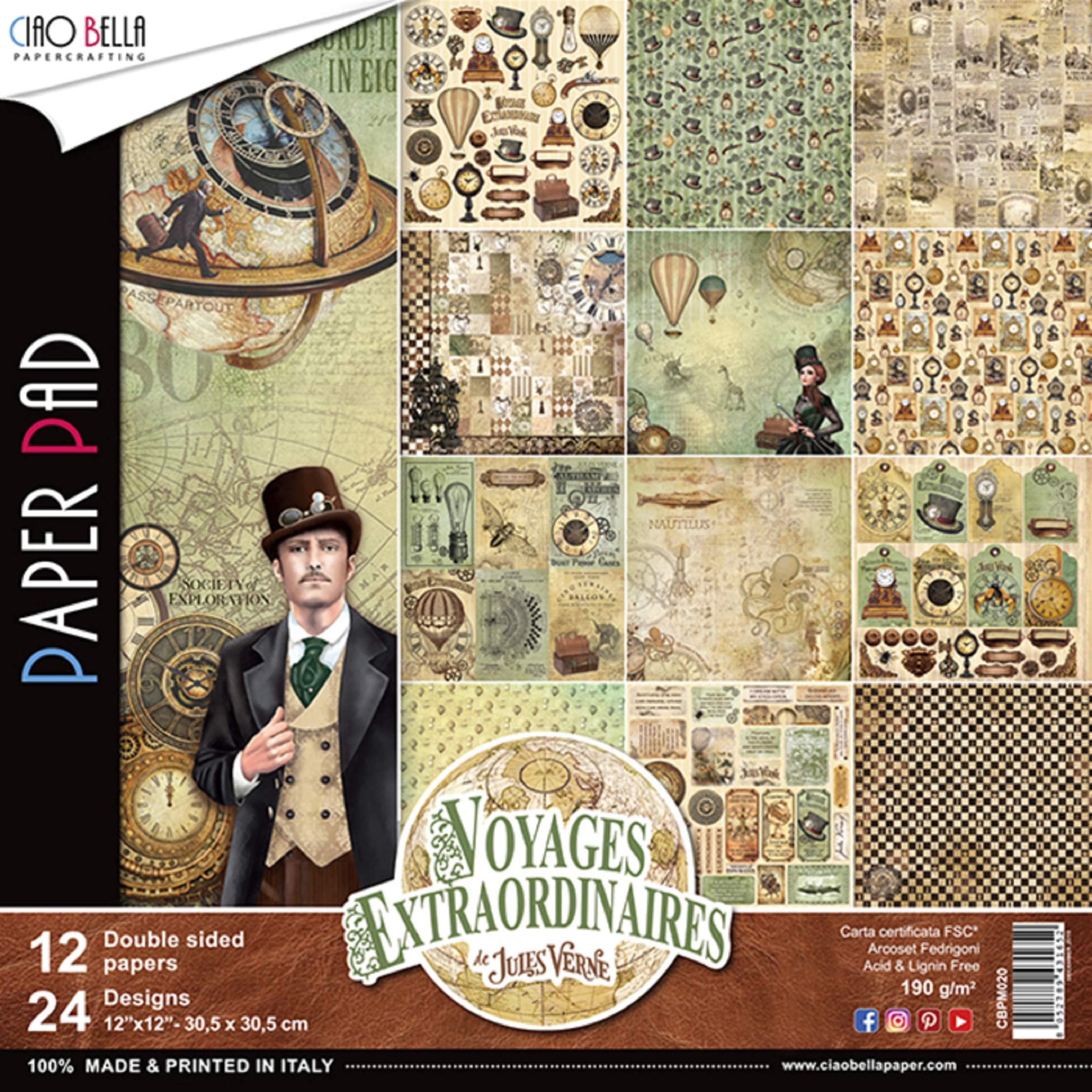 Ciao Bella Voyages Extraordinaires Double-Sided Paper Pk 90lb 12x12 12p