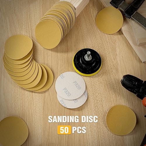 Miniatura 7 de S SATC 50 discos de lijado de 3 pulgadas con gancho y bucle de 3 pulgadas, discos de lijado de grano 320 para lijadora orbital, papel de lija de