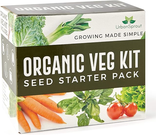 Organic Veg Kit - Grow Your Own Organic Vegetables - 12 Seed Varieties - Complete Gardening Gift Set with Step by Step Guide