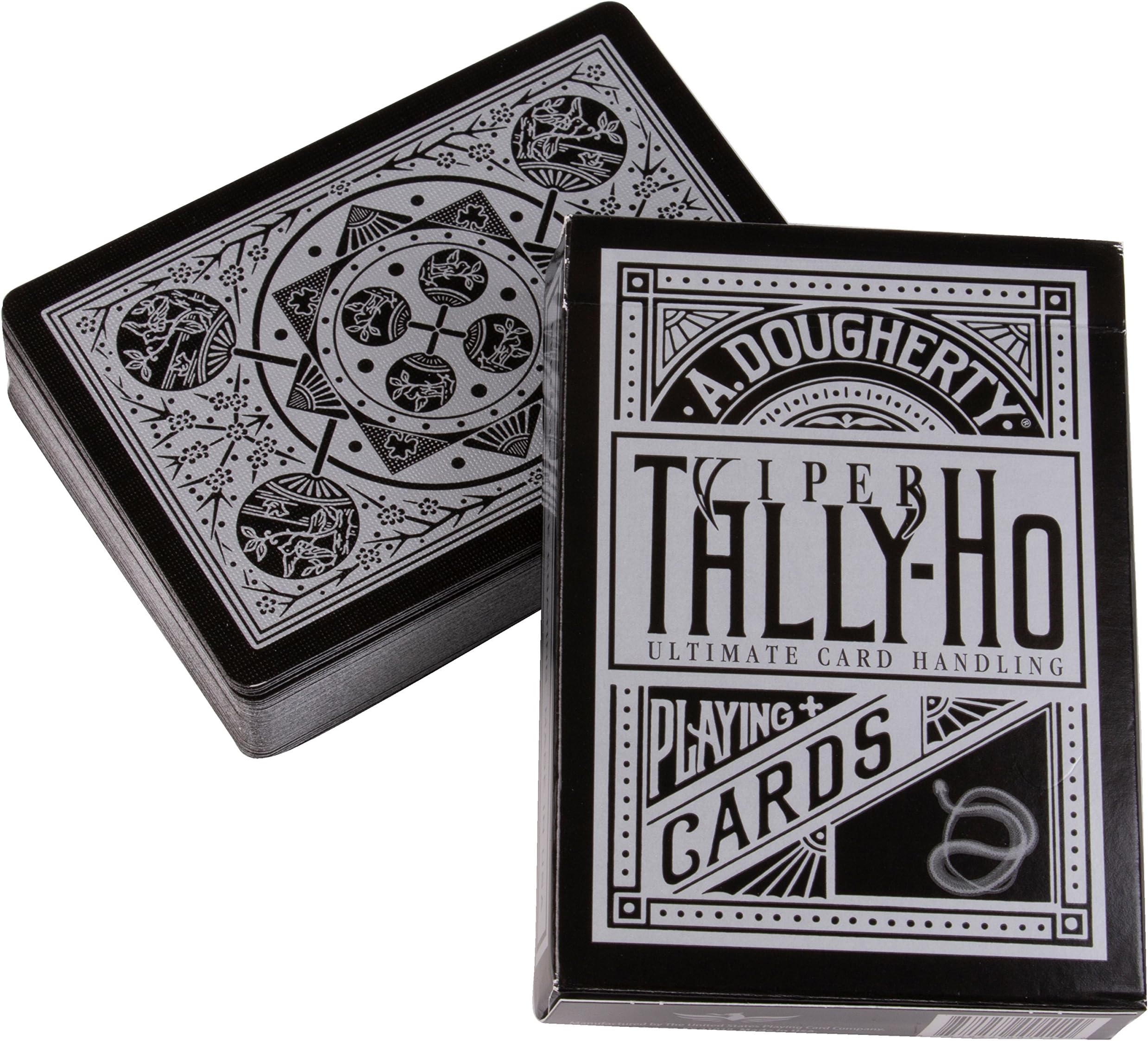 Ellusionist Tally-Ho Viper Fan Back Playing Cards - Black with Silver Metallic Finish