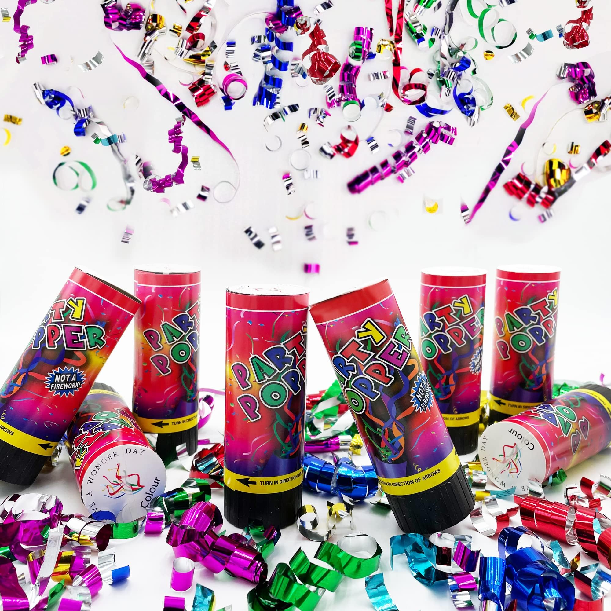 8 PCS Party Confetti Poppers Cannons for Wedding Birthday Graduation Baby Shower Anniversary Christmas New Year's Party Celebrations Supplies and Favors