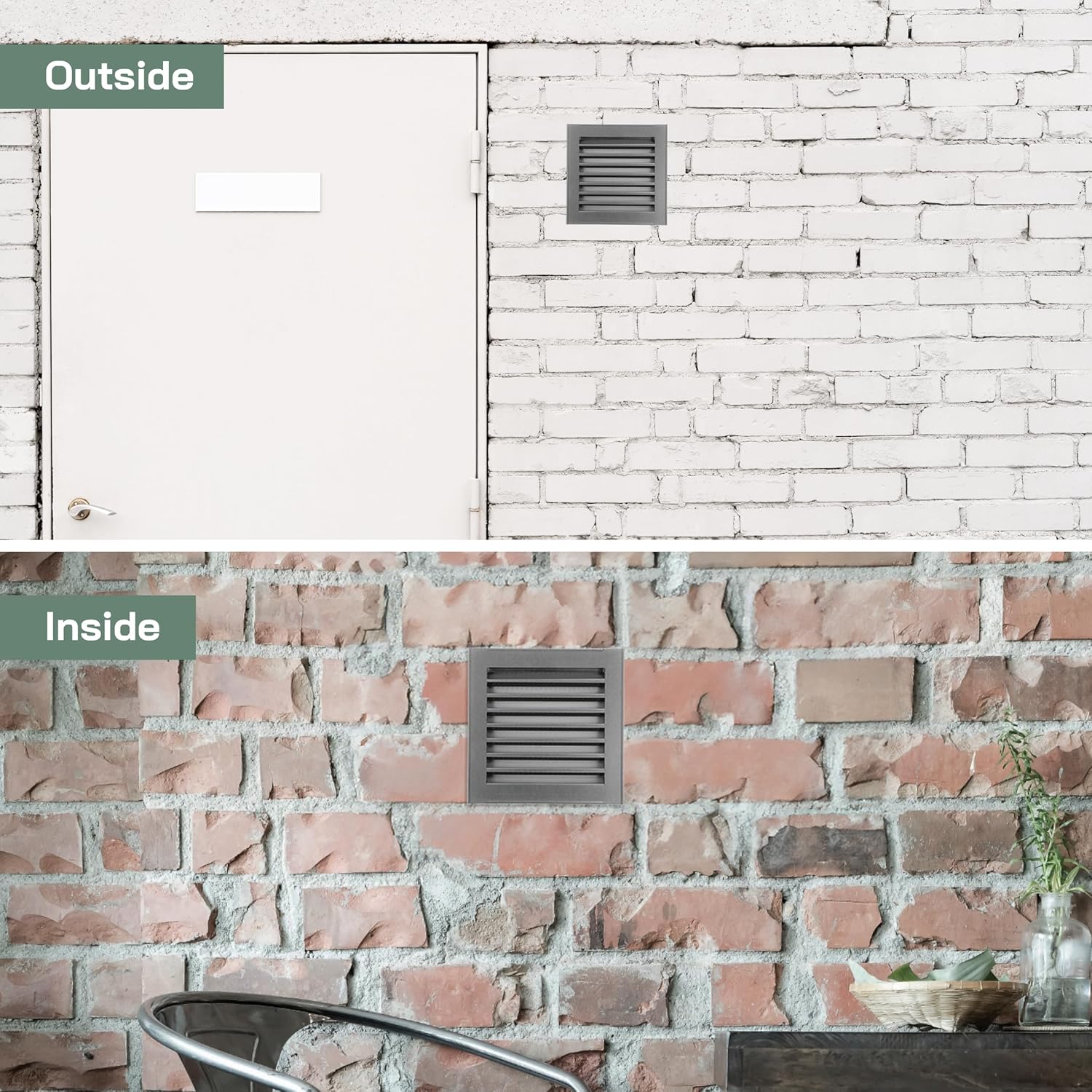 Vent Systems 8” x 8” Inch Galvanized Steel Soffit Vent Cover – Square Louvered Air Vent Grille with Built-in Mesh Screen and Flange – Heavy-Duty HVAC Register for Wall, Ceiling – Indoor & Outdoor Use