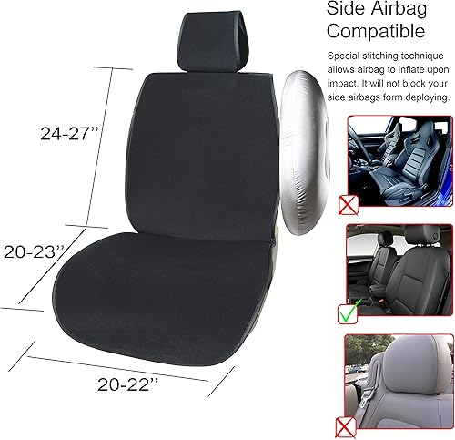 Miniatura 5 de 1802-09 - Funda de asiento delantero de automóvil de gamuza para Toyota Tacoma Rav 4 Runner Corolla Camry Highlander 2020 2019 2018 2017-2010 (negro)