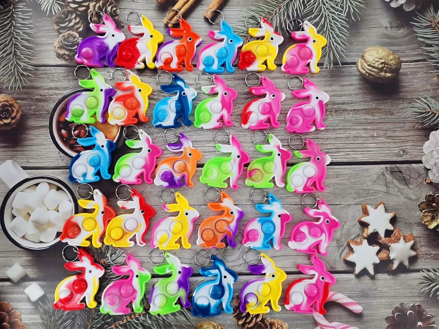 100 Packs Easter Classroom Students Gifts Bulk Rainbow Bubble Fidgets Gifts From Teacher,Rabbit Mini Pop Holiday Rewards Party Favors for Kids Adult