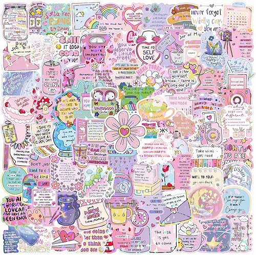 Calcomanías holográficas divertidas, calcomanías de vinilo con purpurina para laptop, botellas de agua, diario, álbum de recortes (multicolor)