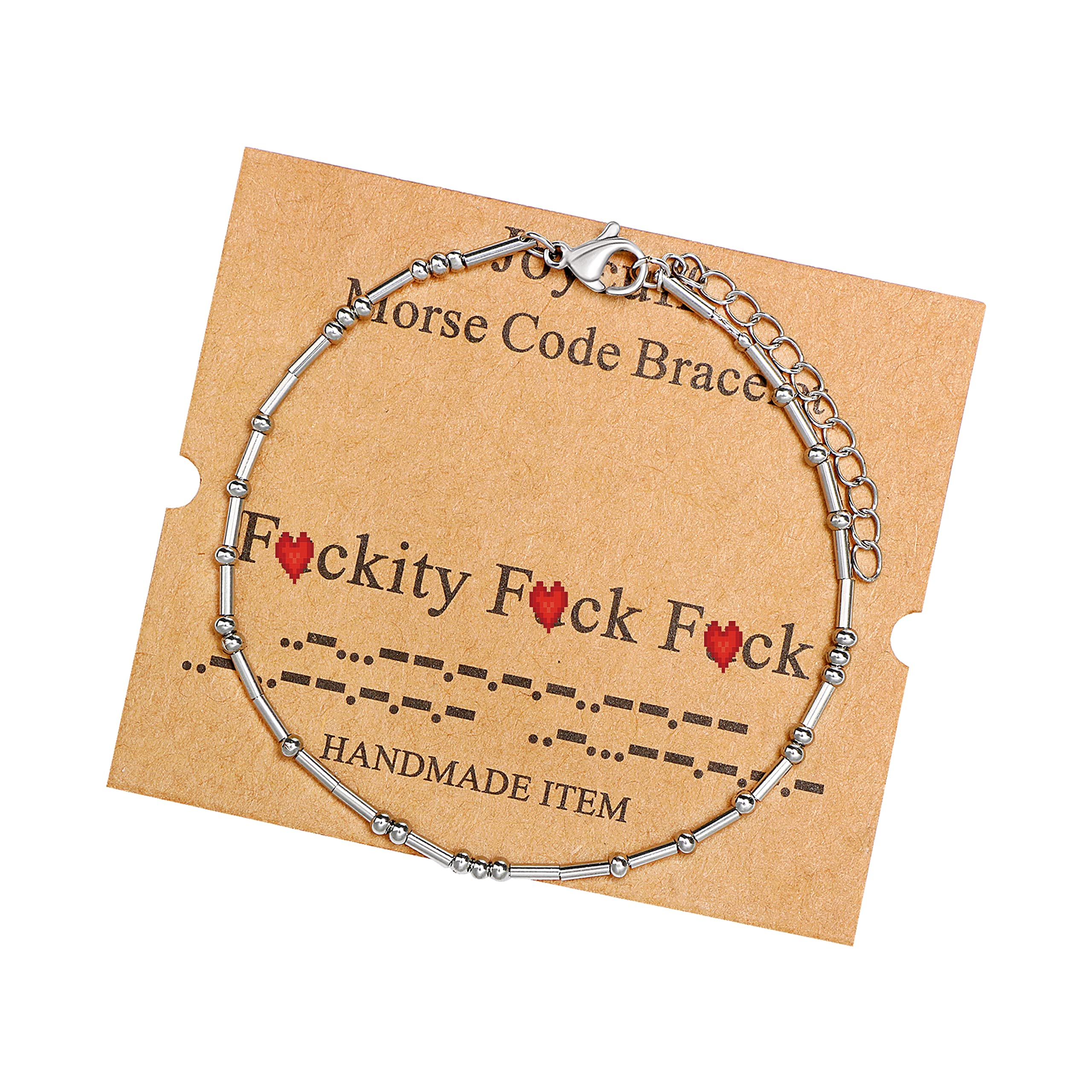 Morse Code Bracelets for Women, Gold Silver Stainless Steel Beads Bracelets