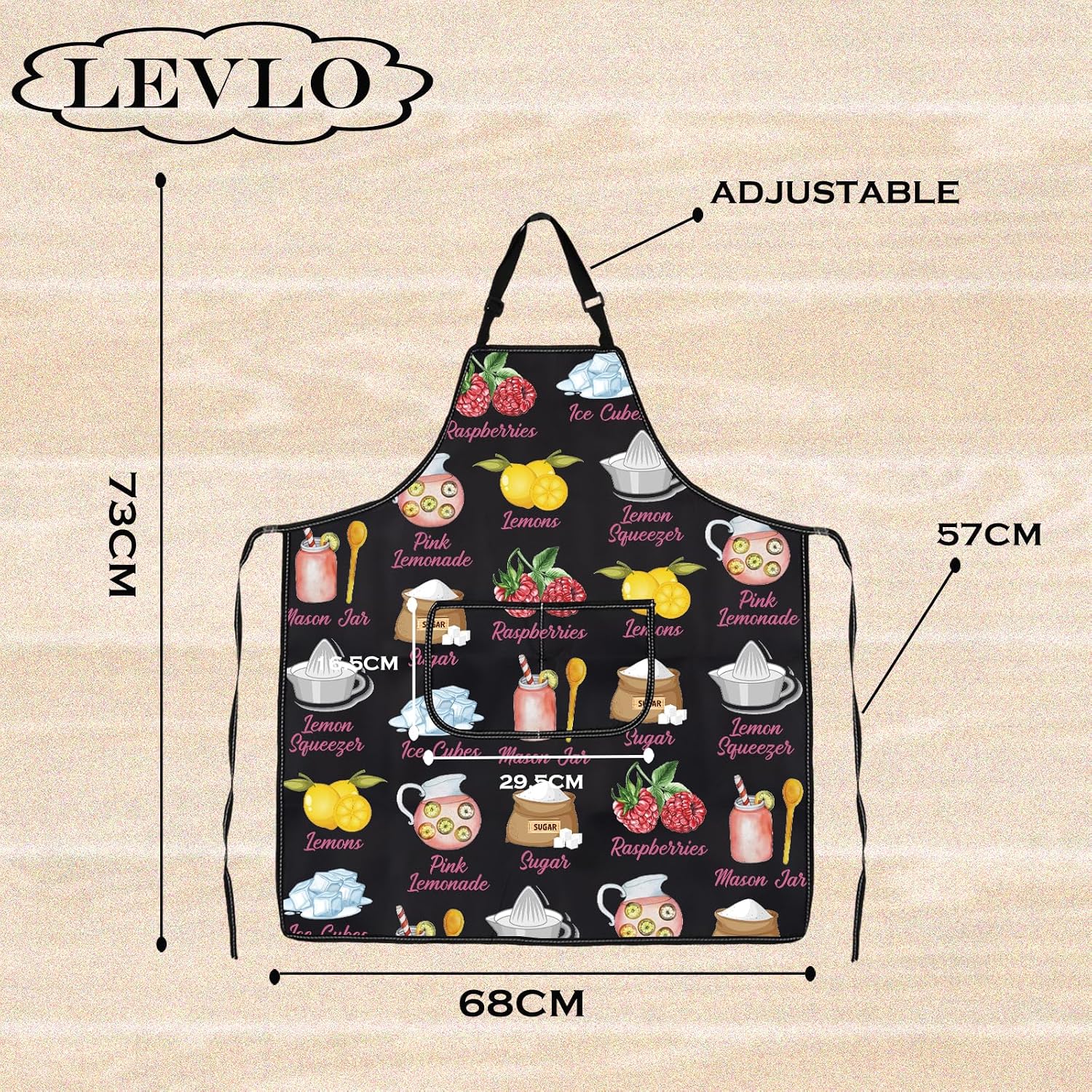 Pink Lemonade Lover Tea Coffee Apron Lemon Raspberries Juice Apron Housewife Housewarming Gift image 2