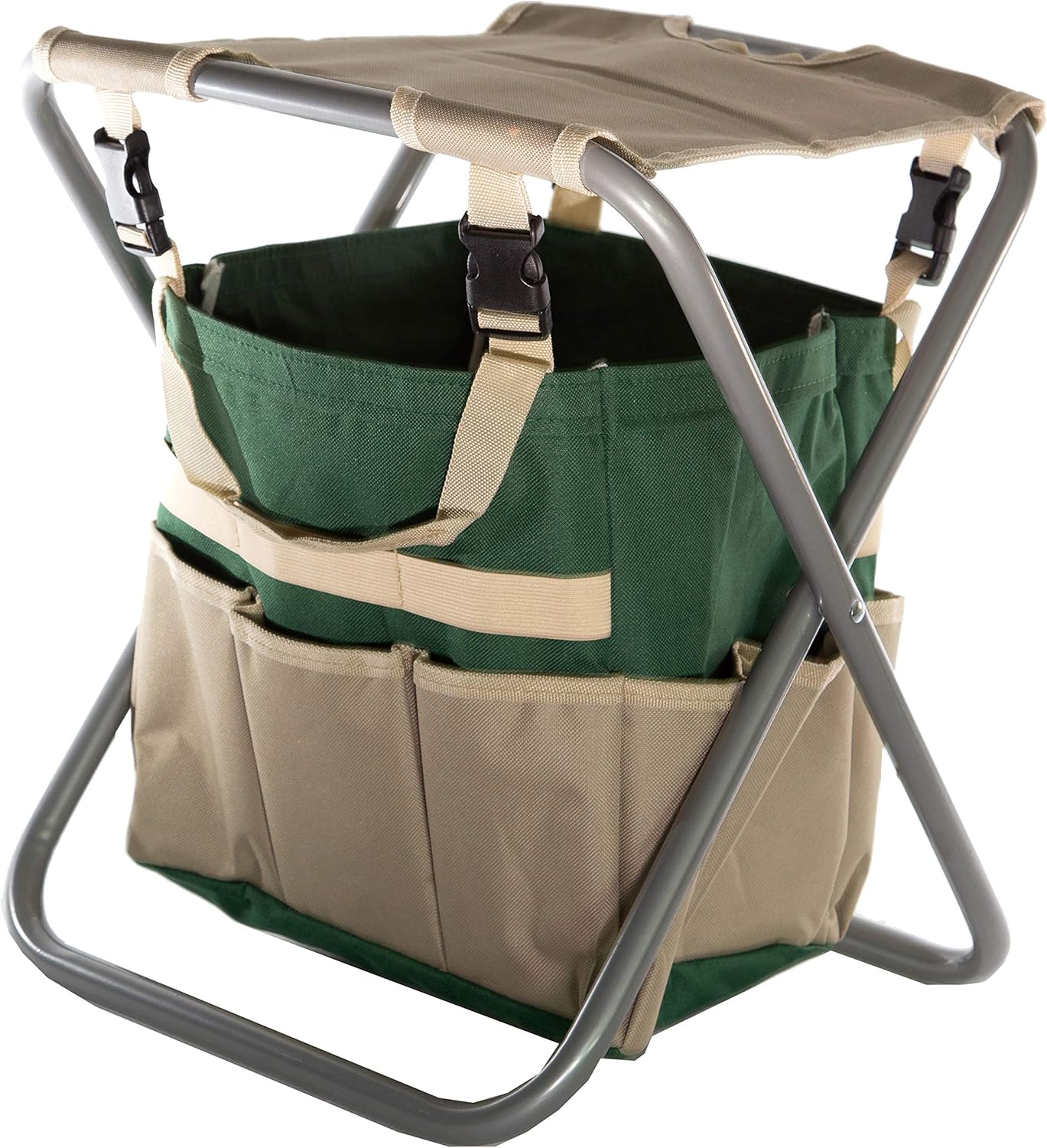 Gardener Select (GTL1011 Folding Garden Chair Stool - Portable Foldable Canvas Gardening Seat/Kneeler for Comfort & Storage