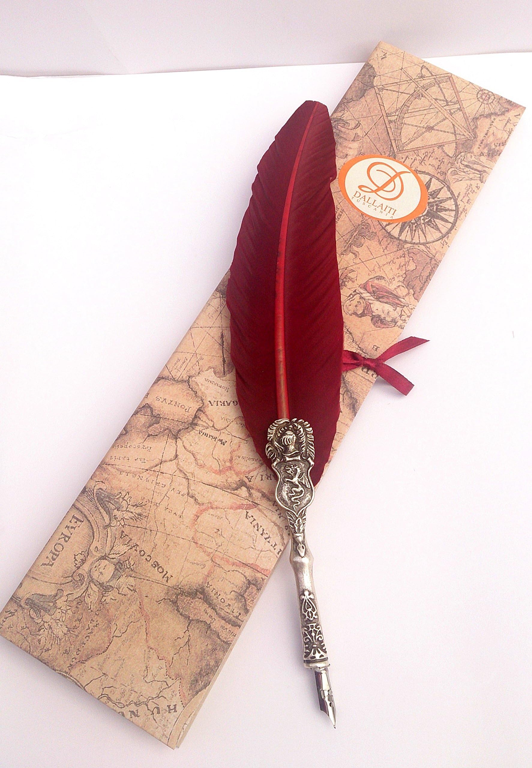 Dallaiti Design Dragon Metal Nib Calligraphy Pen ca. 30 cm bordeaux