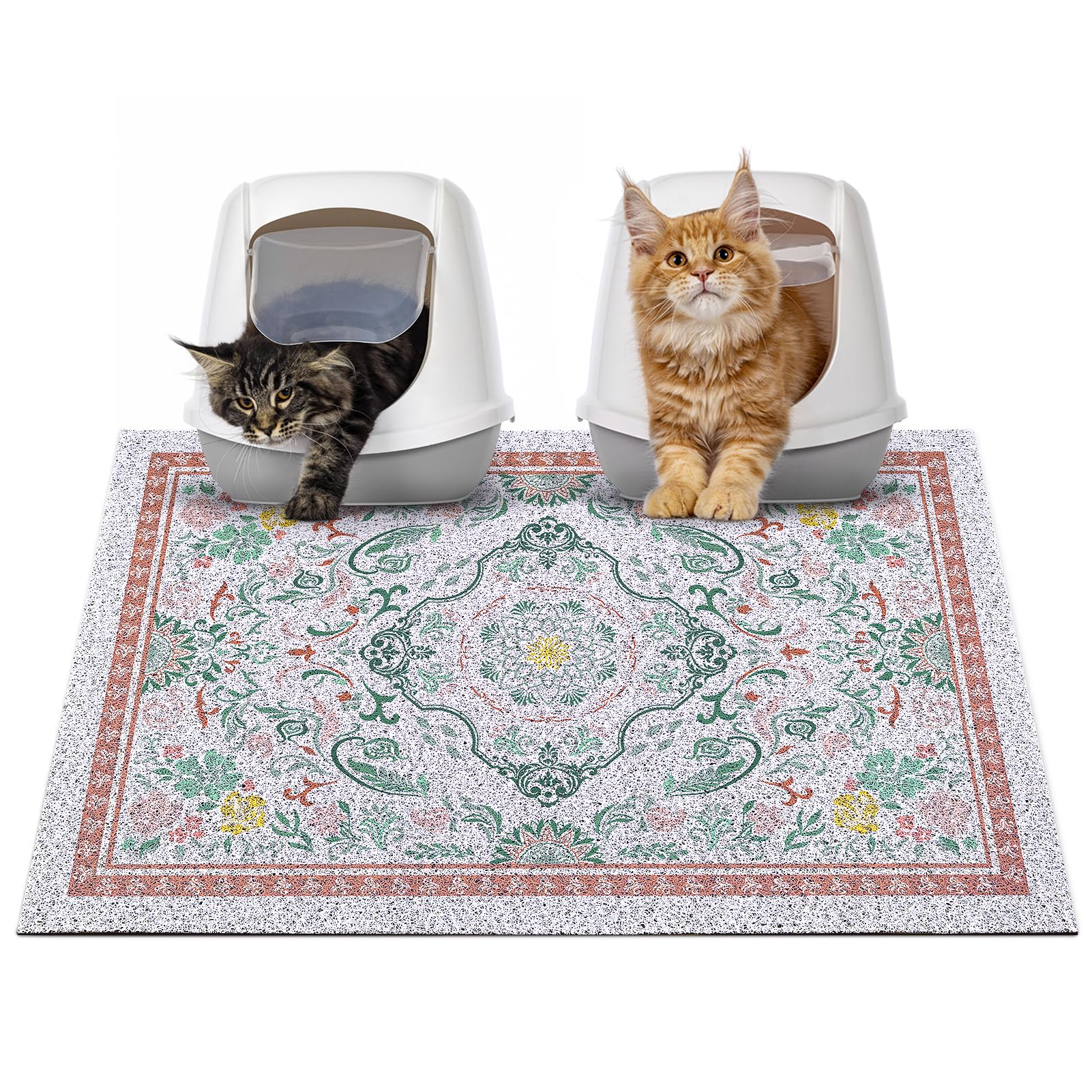 Glittme Cat Litter Mat with Non-Slip Bottom Litter Box Mat Waterproof Litter Trapping Mat Easy to Clean Washable Cat Food Mat for Kitty,L — image 1