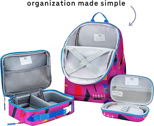 Vista 5 de uninni Juego de mochila para niños de 16 pulgadas con bolsa de almuerzo aislada y estuche para lápices