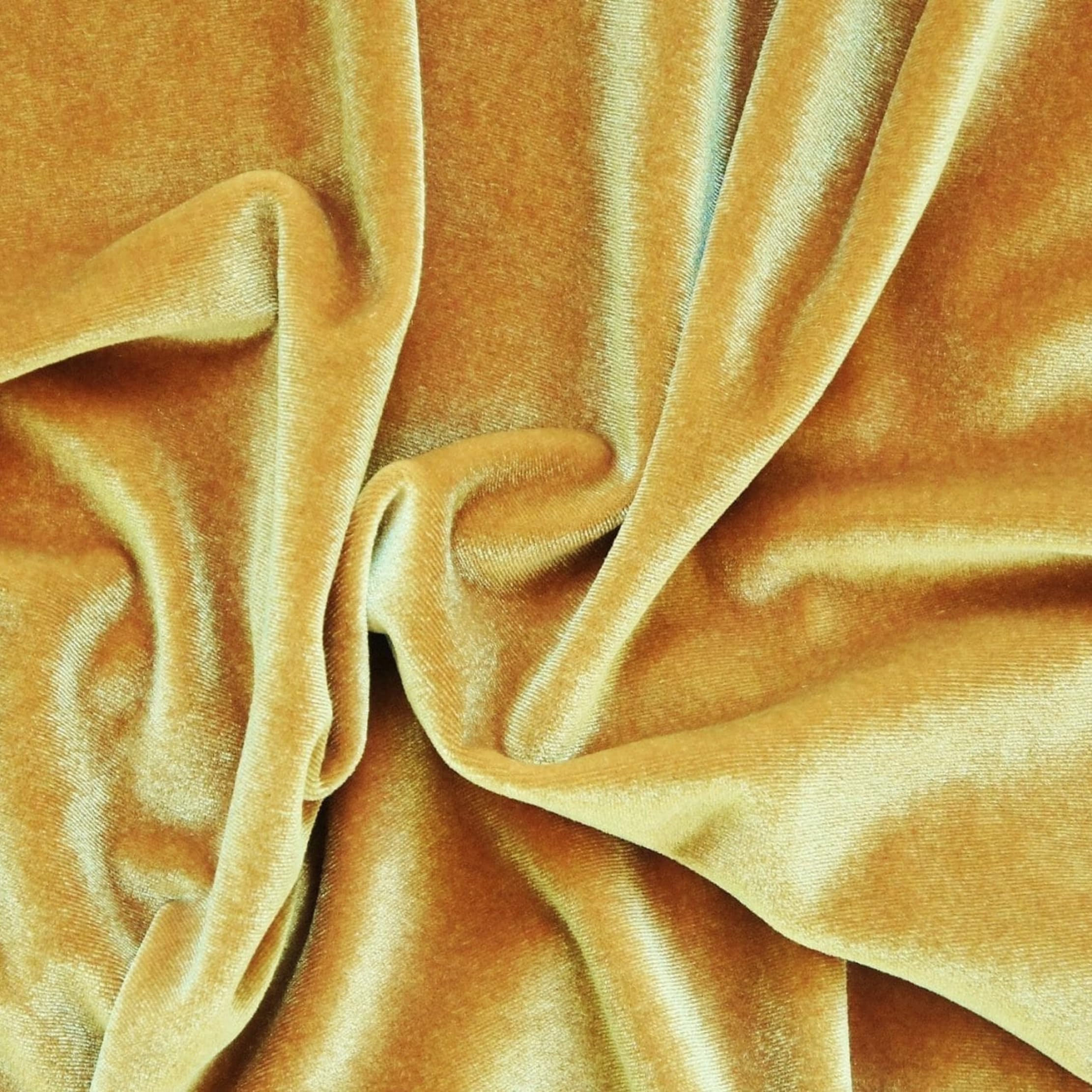 Cambik Premium Soft Unstitched Velvet Fabric for Decorative Smooth Silky Cloth Material for Home Furnishing, Sofa, Furnishing, Upholstery, Cushions, Pillow and Craft Material (Golden)